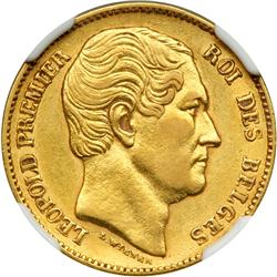 Belgium. 20 Francs, 1865. NGC EF