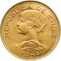 Chile. 100 Pesos, 1946-So. ANACS AU58