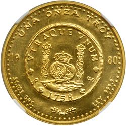 Chile. Onza, 1980. NGC MS67