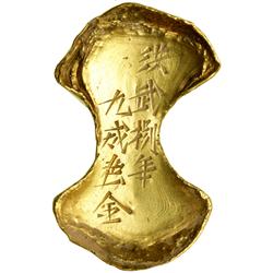 China. Gold 3 Taels Sycee, ND. VF