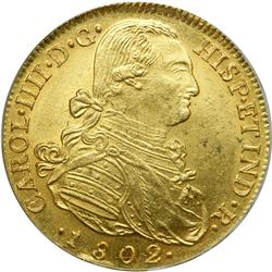 Colombia. 8 Escudos, 1802-NR JJ. PCGS MS63