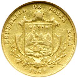Costa Rica. 2 Pesos, 1868-GW. NGC EF40