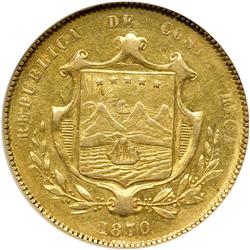 Costa Rica. 10 Pesos, 1870-GW. NGC EF40