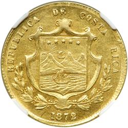 Costa Rica. 10 Pesos, 1872-GW. NGC EF45