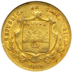 Costa Rica. 10 Pesos, 1872-GW. NGC EF40