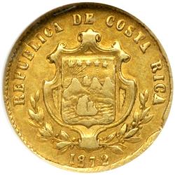 Costa Rica. 1 Peso, 1872-GW. NGC AU53