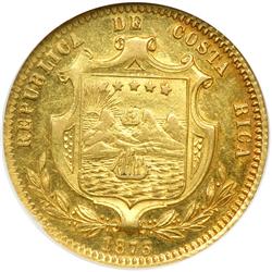 Costa Rica. 5 Pesos, 1873-GW. NGC AU55