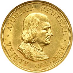Costa Rica. 20 Colones, 1897. NGC MS63