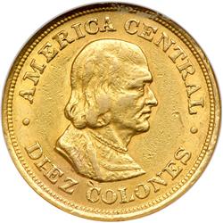 Costa Rica. 10 Colones, 1897. NGC AU50