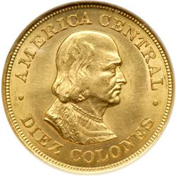 Costa Rica. 10 Colones, 1900. NGC MS64
