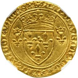 France. Ecu d'or neuf a la couronne, ND. NGC AU55