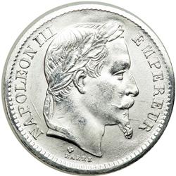 France. Platinum 20 Francs, 1863-BB. BU