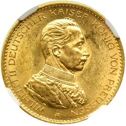 German States - Prussia. 20 Marks, 1914-A. NGC MS62