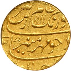 India - Mughal. Mohur, AH1111 Year 43. NGC AU55
