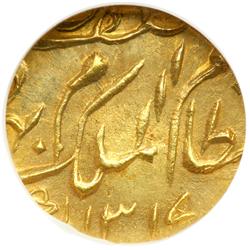 India - Hyderabad. 1/8 Ashrafi, AH1317 Year 33. NGC MS63