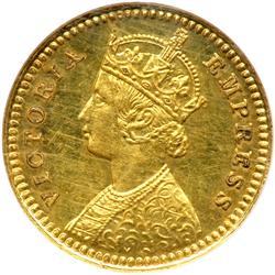 British India. Restrike 2 Annas in gold, 1897-C. NGC MS62