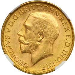 British India. Sovereign, 1918-I. NGC MS63