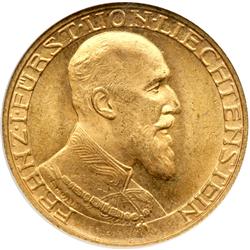 Liechtenstein. 20 Franken, 1930. NGC MS65