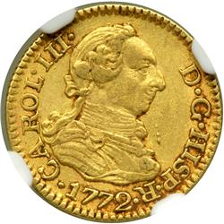 Spain. 1/2 Escudo, 1772-PJ (Madrid). NGC EF