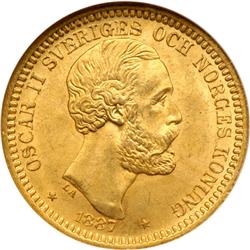 Sweden. 20 Kronor, 1887-EB. NGC MS65