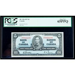 BC-23b 1937 $5. PCGS Gem New 65PPQ