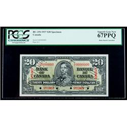 BC-25S 1937 $20. Specimen. PCGS Superb Gem New 67PPQ