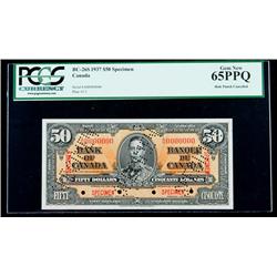 BC-26S 1937 $50. Specimen. PCGS Gem New 65PPQ