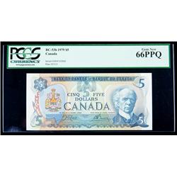 BC-53b 1979 $5. Four Consecutive. PCGS Gem New 66PPQ