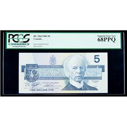 BC-56d 1986 $5. PCGS Superb Gem New 68PPQ