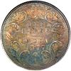 Image 2 : British India. Restrike Proof Set: Silver 1, 1/2, 1/4 Rupee and 2 Annas, Copper 1/4 and 1/12 Anna, 1