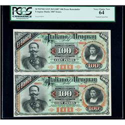 SCWPM# S215 20.9.1887 100 Pesos Remainders. Vertical Un