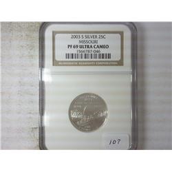 2003-S SILVER MO QUARTER NGC PF69 ULTRA CAMEO