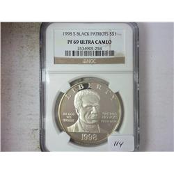 1998-S BLACK PATRIOTS SILVER DOLLAR NGC PF69 ULTRA