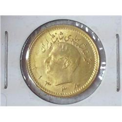 1959 (1338) IRAN 1/4 PAHLAVI  GOLD COIN .0589OZAGW