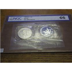 1973-S IKE SILVER DOLLAR NGC MS66 (BLUE PACK)