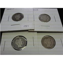 1903-O, 08, 14 & 14-D BARBER DIMES