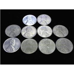 10 ASSORTED 1943 LINCOLN STEEL CENTS