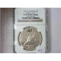 1995-P OLYMPICS "TRACK & FIELD" SILVER DOLLAR