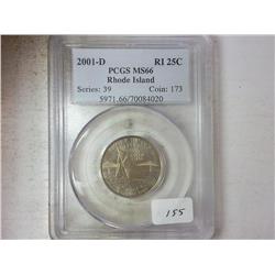 2001-D RHODE ISLANDS QUARTER PCGS MS66