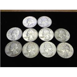 10 ASSORTED WASHINGTON SILVER QUARTERS