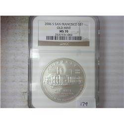2006-S SF OLD MINT SILVER DOLLAR NGC MS70