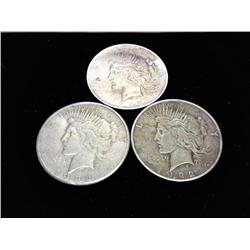 1922-P/D/S PEACE SILVER DOLLARS 3 COINS