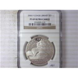 2000-P CONGRESS SILVER DOLLAR NGC PF69 ULTRA CAMEO