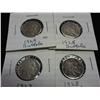 Image 1 : 1924, 25, 27 & 28 BUFFALO NICKELS 4 COINS