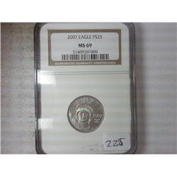 2007 PLATINUM $25 EAGLE 1/4 OZ. NGC MS69