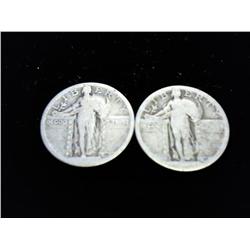2 NO DATE STANDING LIBERTY QUARTERS