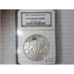 2007-P JAMESTOWN SILVER DOLLAR NGC PF70 ULTRA CAM