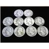 Image 1 : 10 ASSORTED 1940'S WASHINGTON SILVER QUARTERS