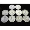 Image 2 : 10 ASSORTED 1940'S WASHINGTON SILVER QUARTERS