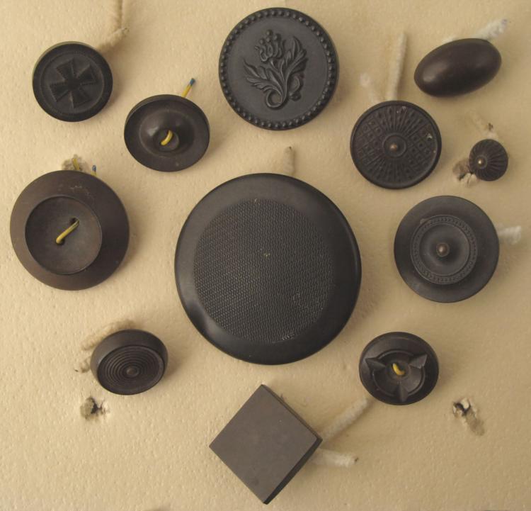 12 Goodyear Patent Novelty Rubber Buttons Antique 1851